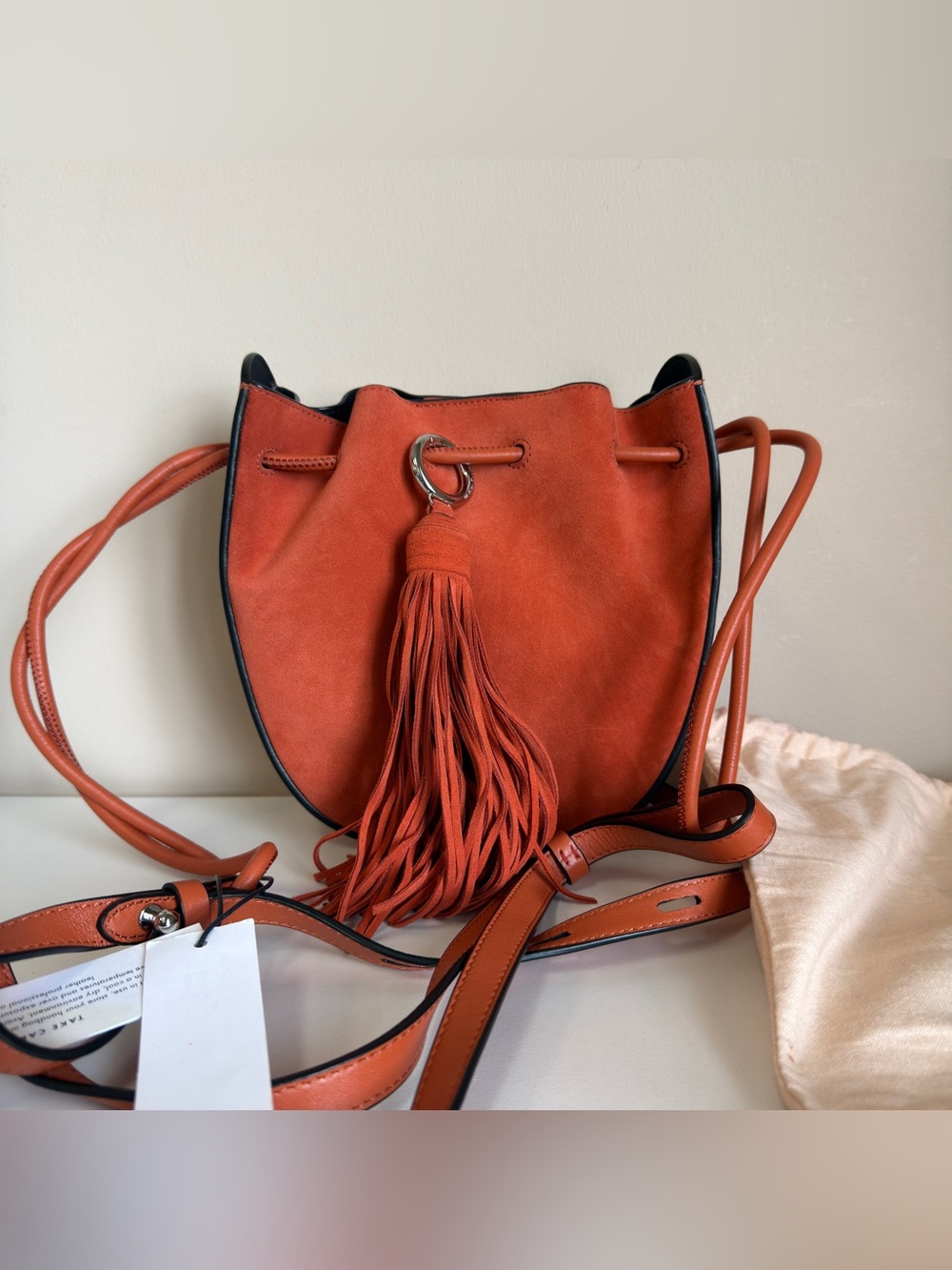 Rebecca minkoff Women's Suede Tassel Drawstring Crossbody Bag - Orange